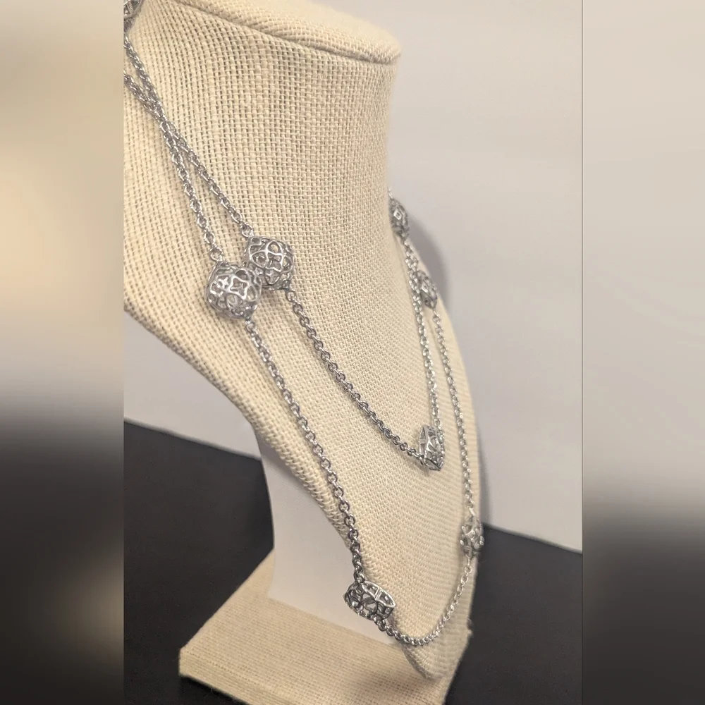 Kendra Scott Silver Necklace with Geometric Accents Nemera - Picture 8 of 8